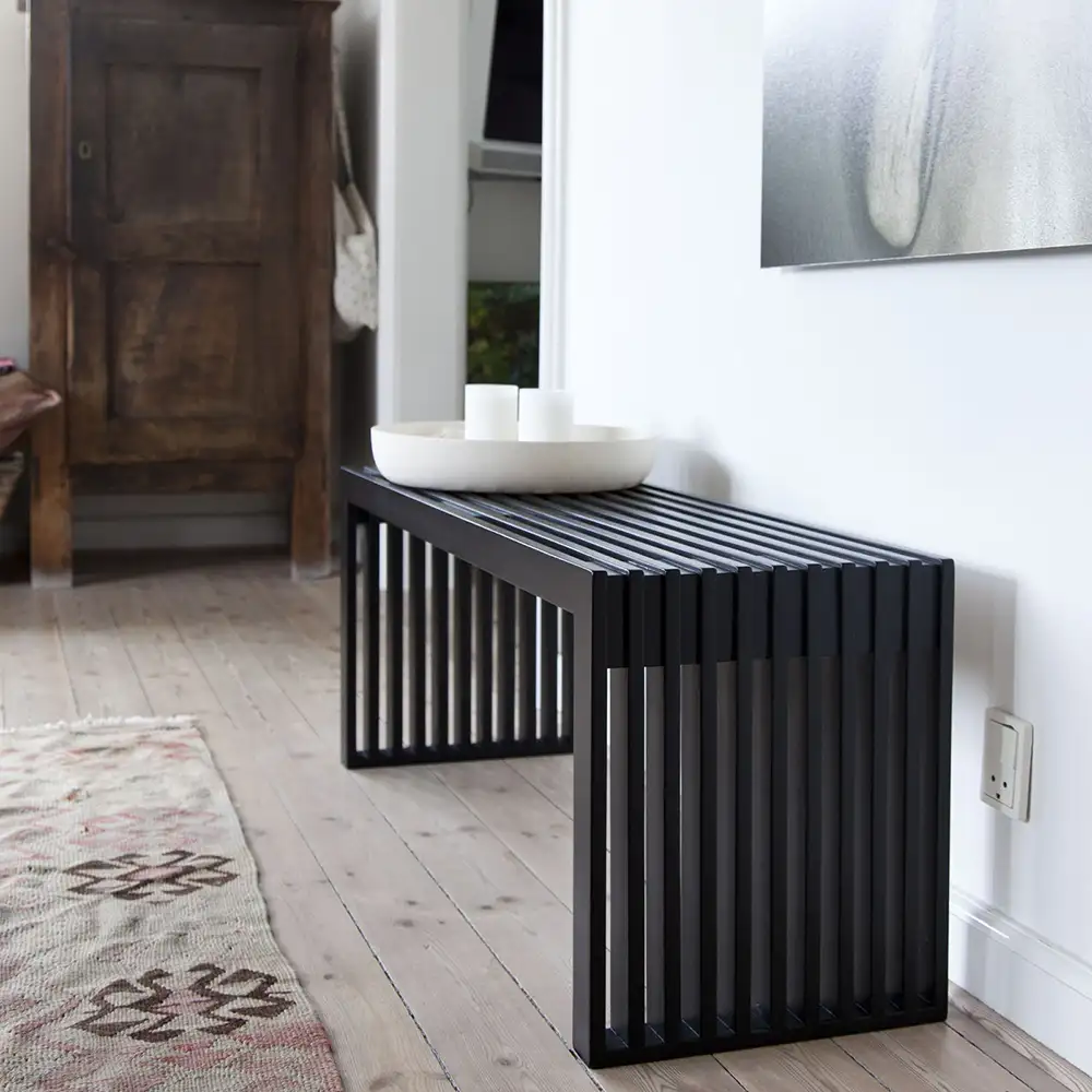 Rib Bænk 104 cm Sort