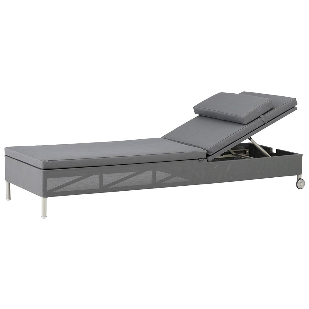 Cane-line, Rest enkelt solsenge inkl. gråt Natté-pudesæt