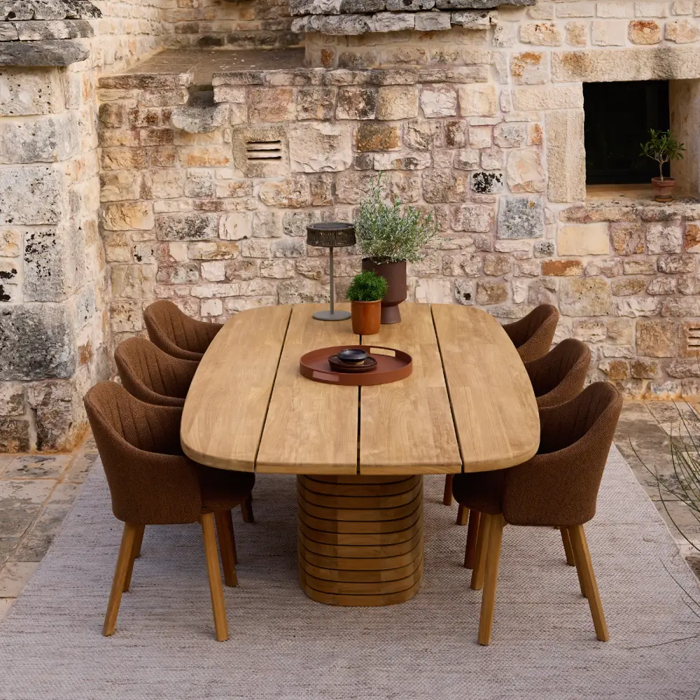 Mellow matbordstel oval f/bordsskiva 240x130 cm & 300x130 cm Teak