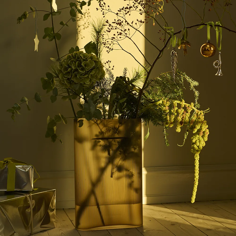 Ridge Vase H: 35 cm Light Blue Frosted