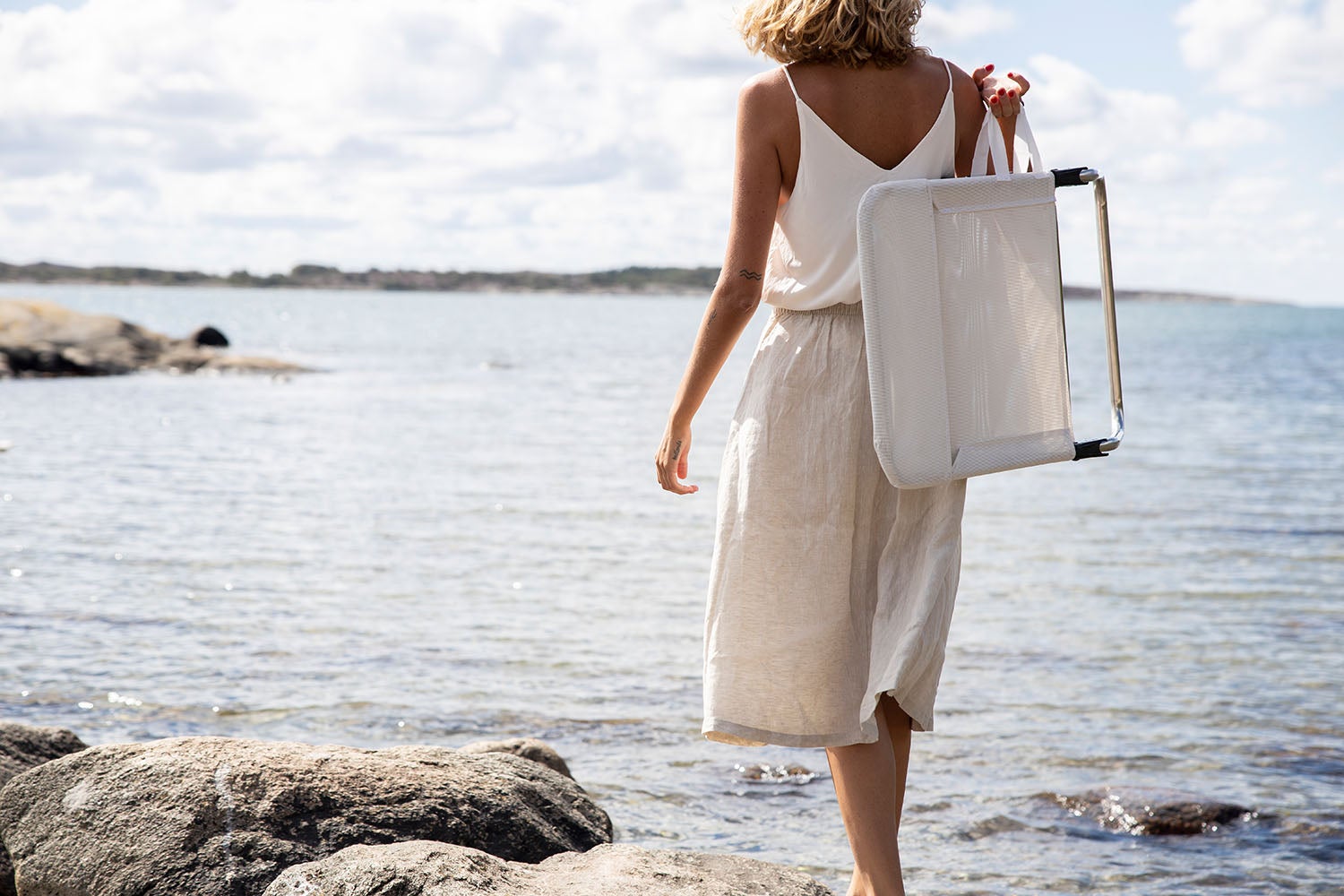 Quick solstol white aluminium/textilene