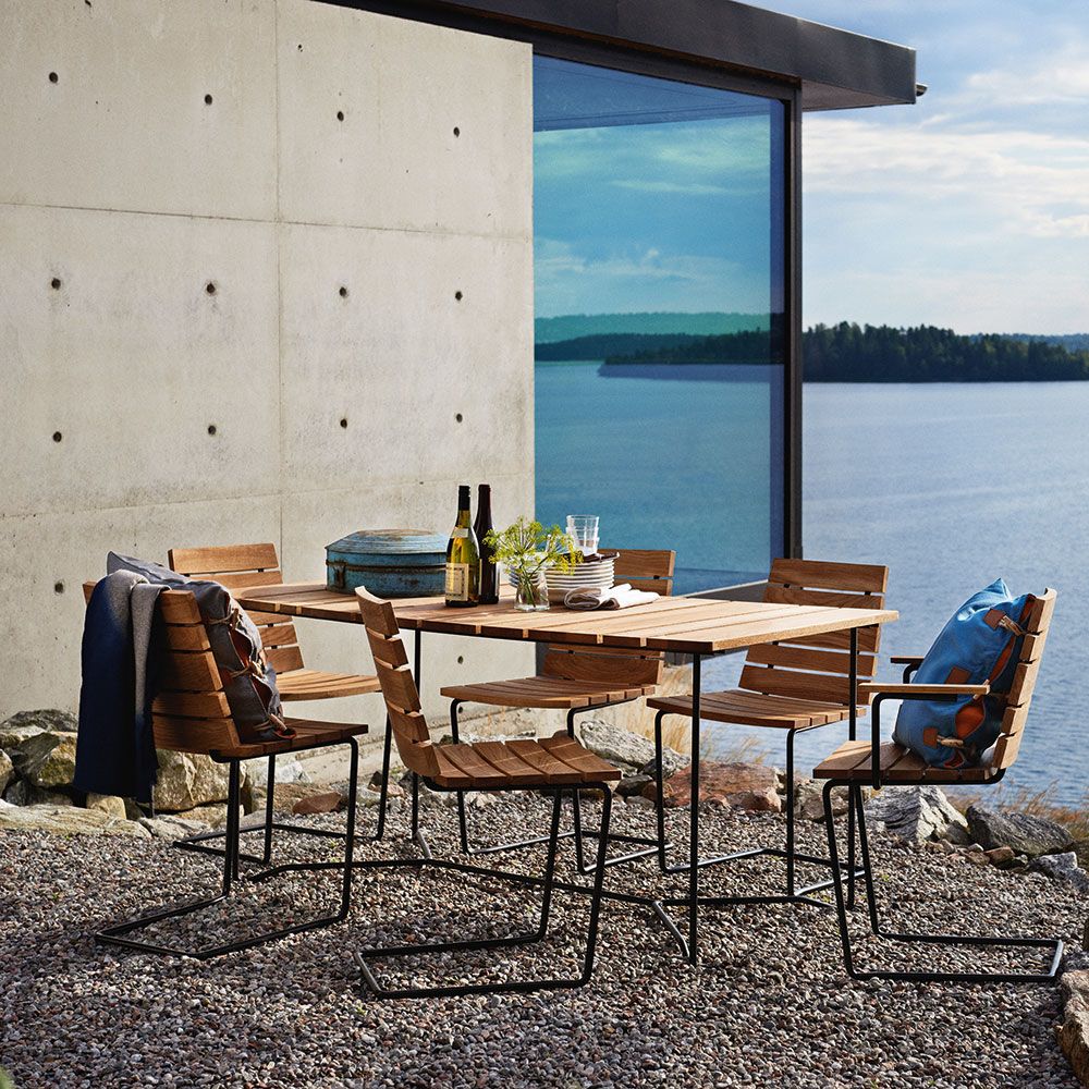 Grinda Bord 85x200 cm Sort/Teak Skargaarden