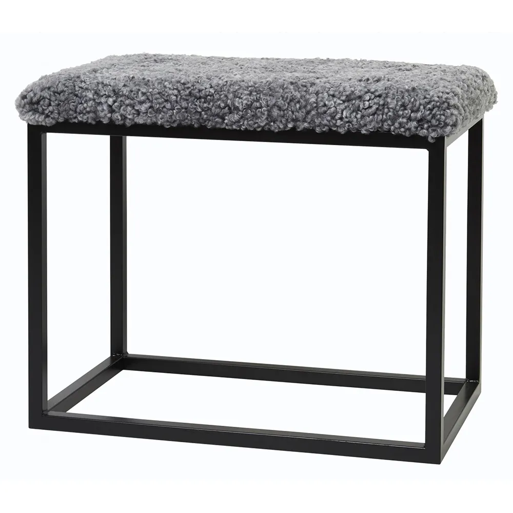 Skinnwille, Palle Bænk fåreskind  60x35 cm Charcoal/Black