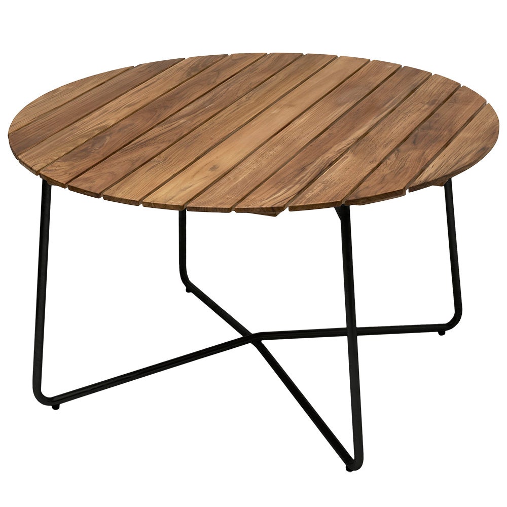 Grythyttan Stålmöbler, Bord 9A 120 cm ubehandlet teaktræ / sort stativ