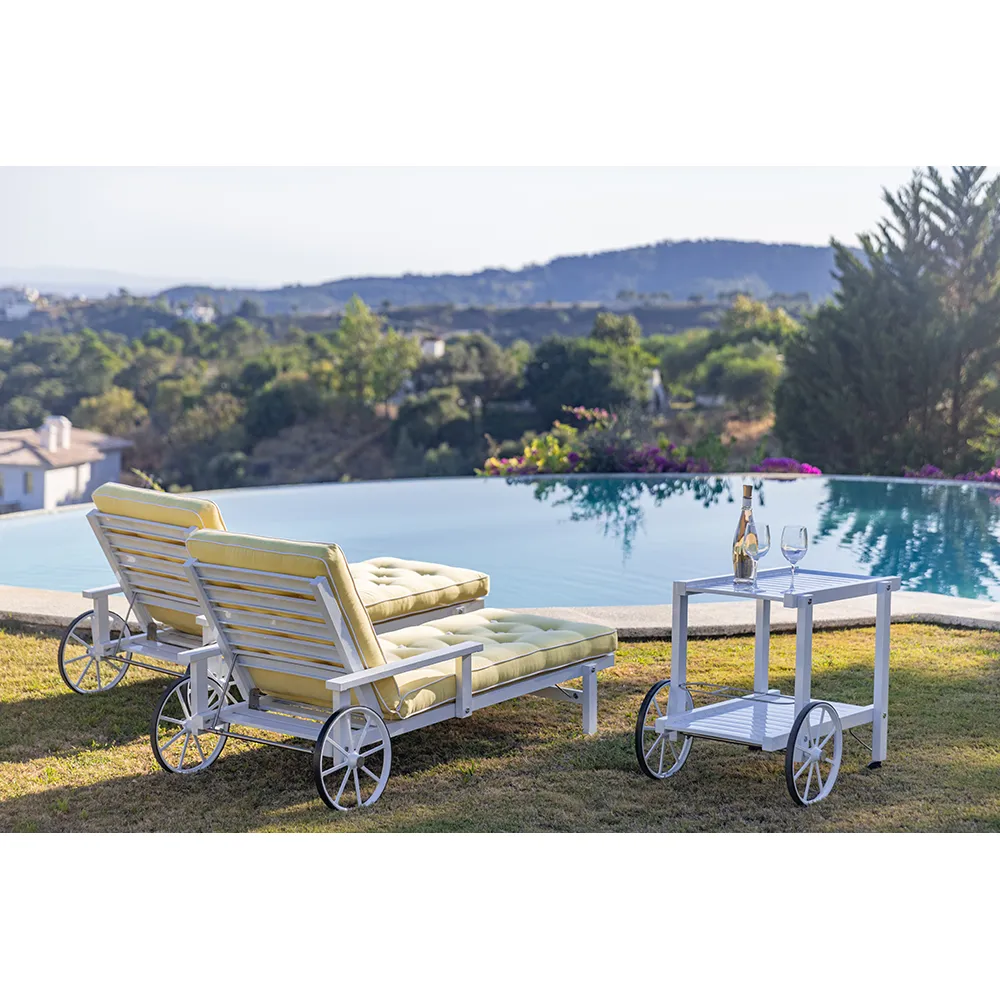 Solseng med armlæn aluminium hvid 