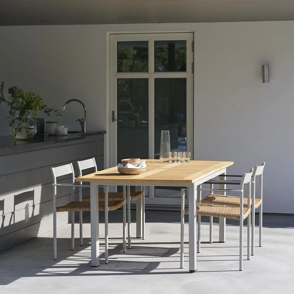 Lyon Spisebord 92x194-252 cm Light Grey/Teak