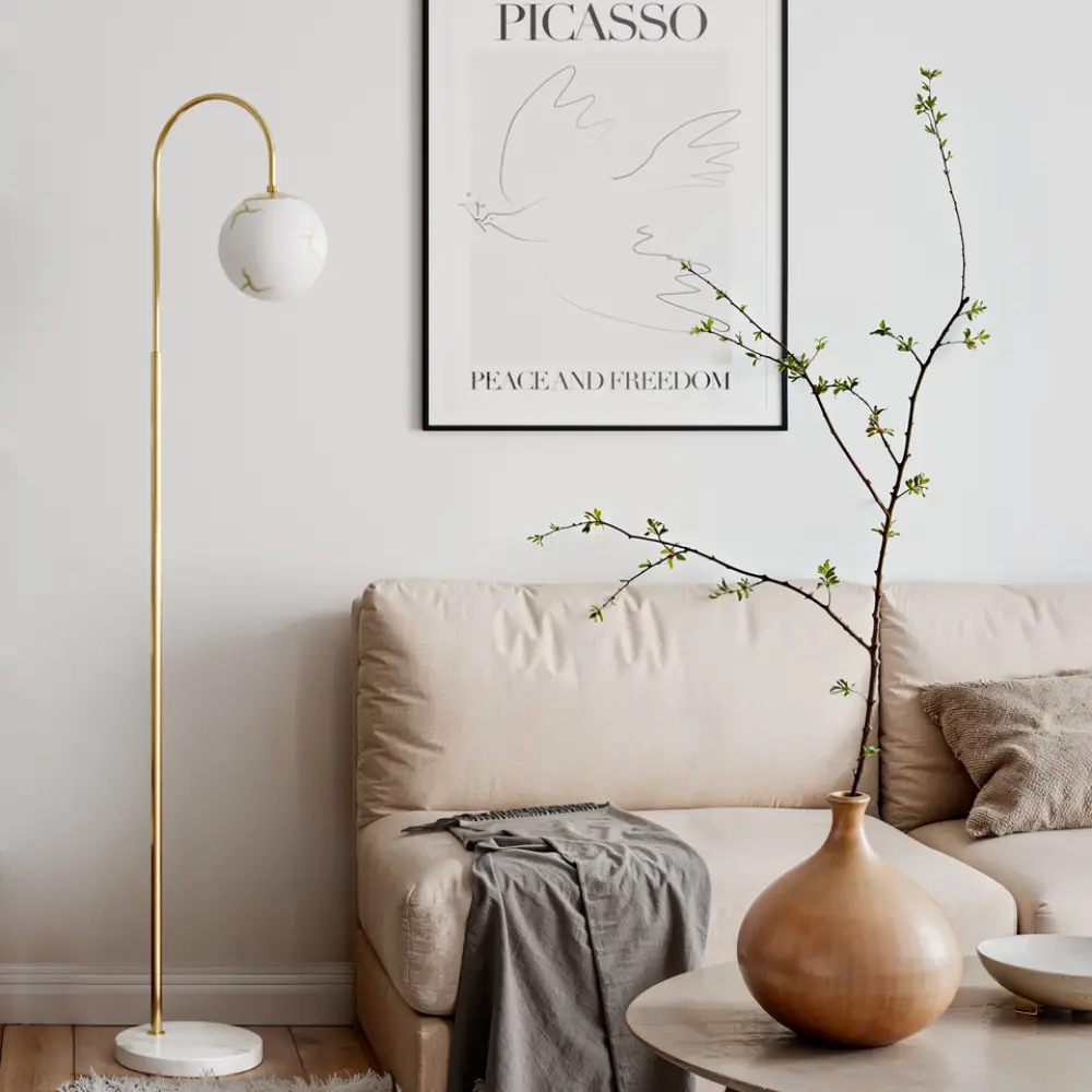 Bellagio gulvlampe H163cm messing/hvid