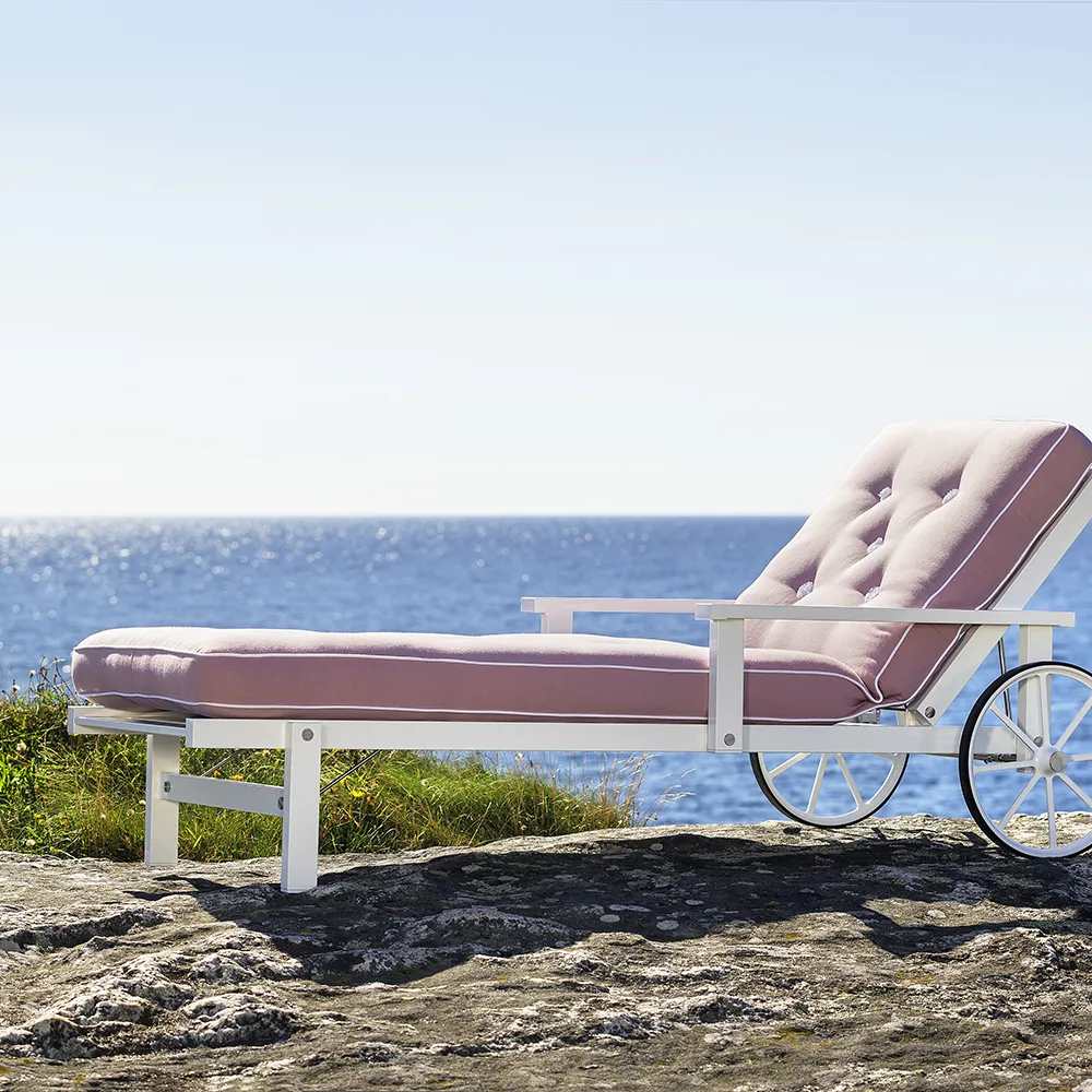 Solseng med armlæn aluminium hvid 