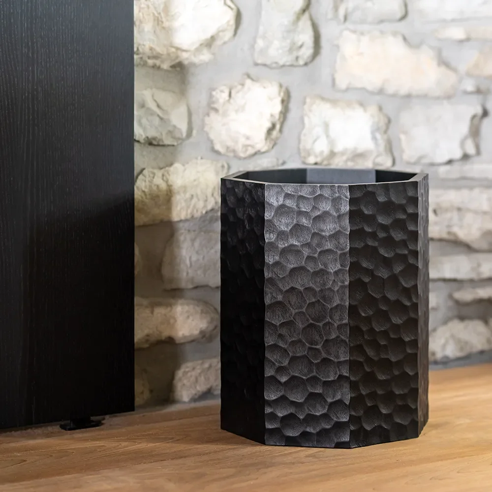 Chopped papirkurv svartlakkert mahogni