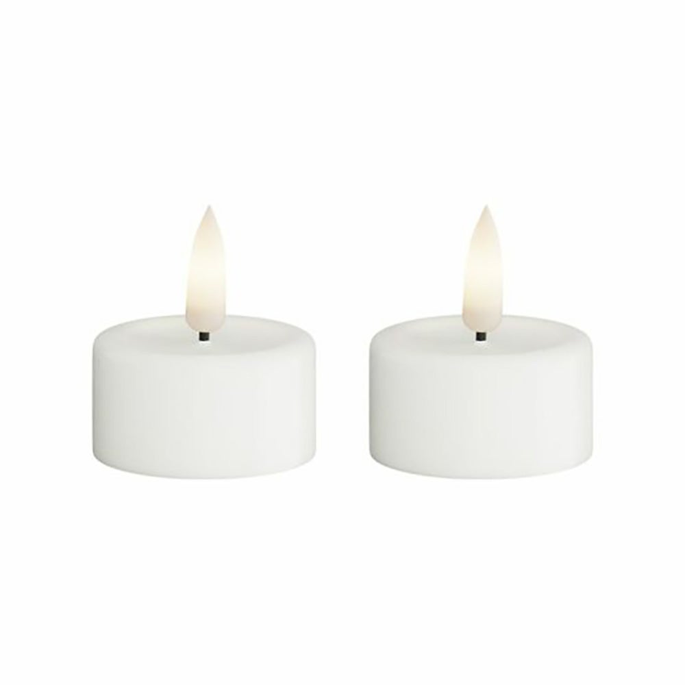 Deluxe Homeart, LED fyrfadslys 2-pak 4,1x4,5 cm hvid