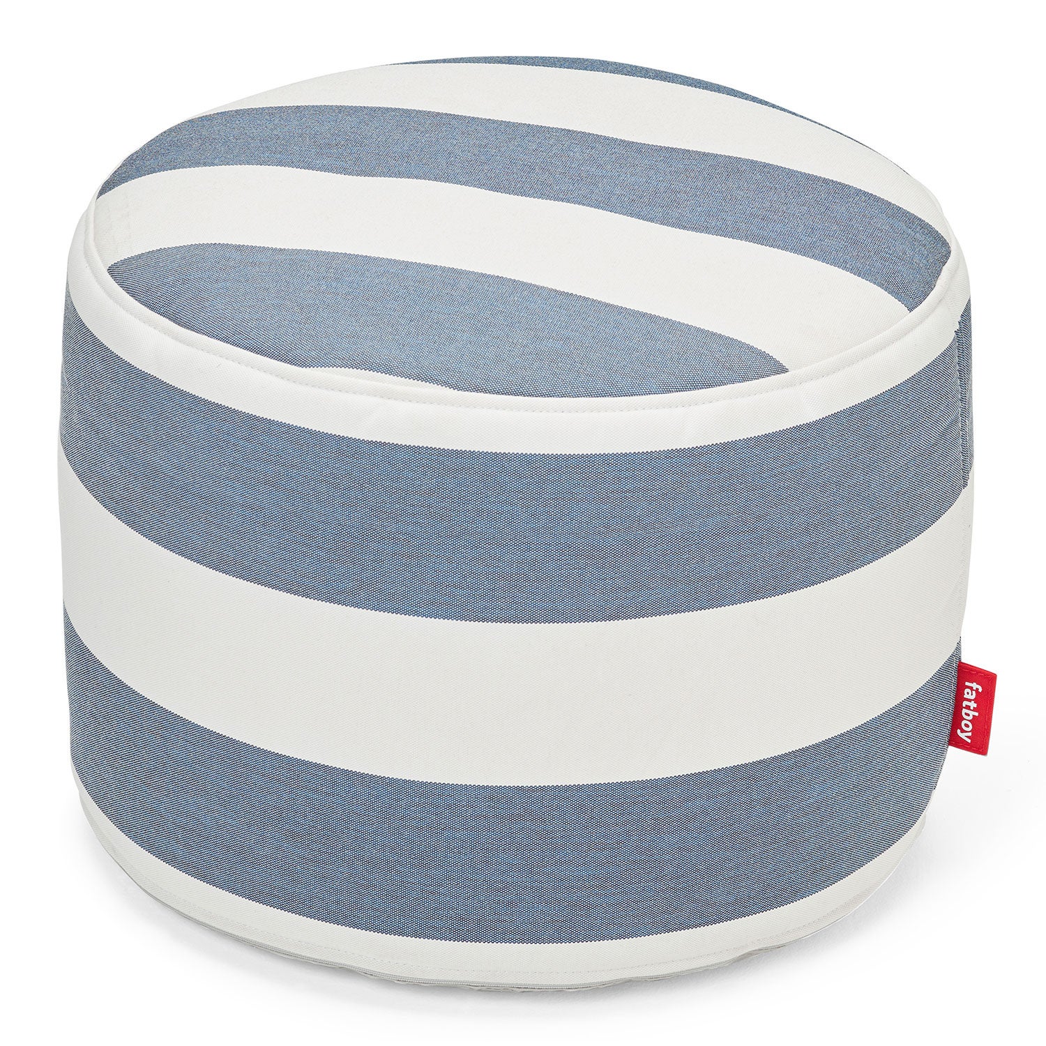 Point outdoor pouf stripe ocean blue