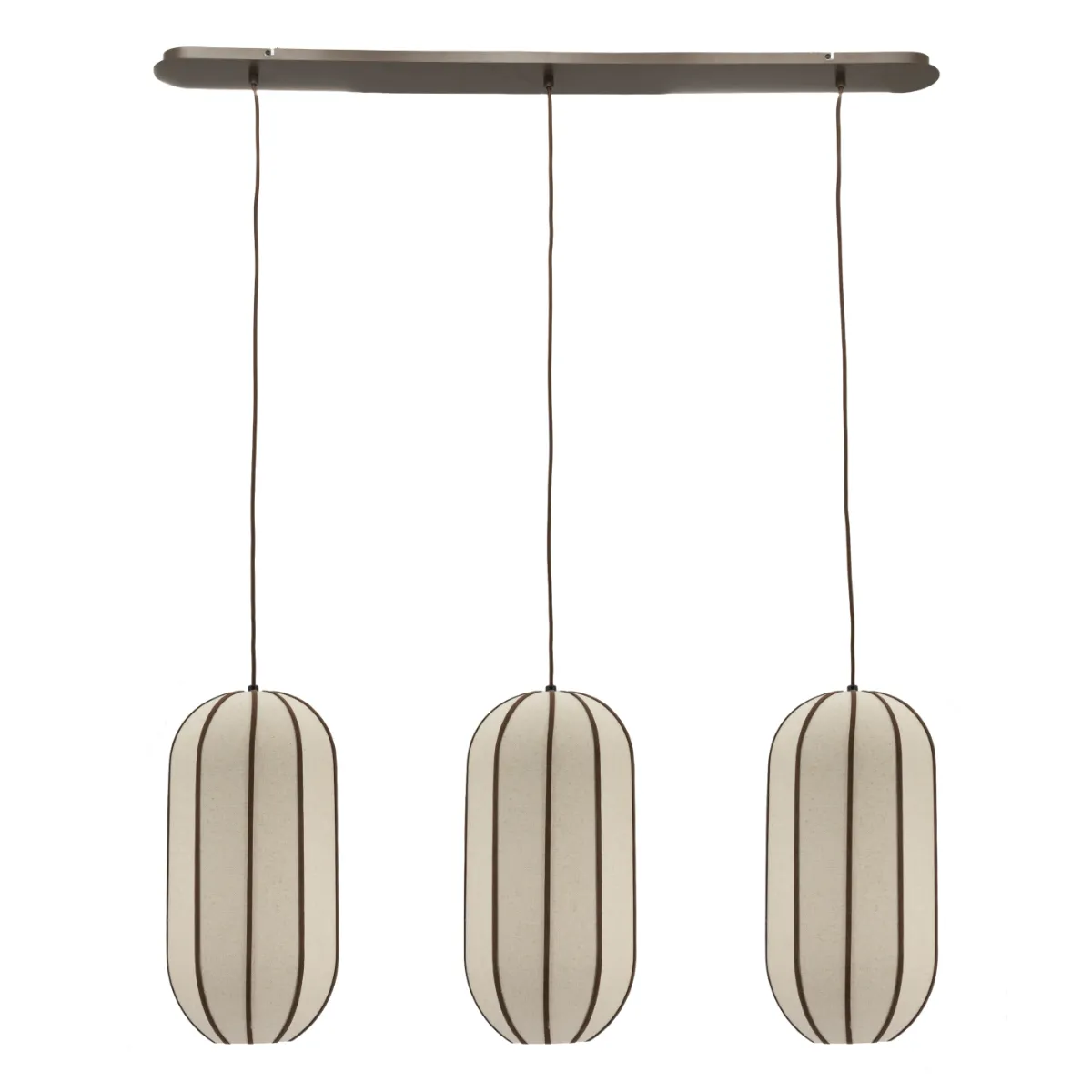 Cocoon cluster rectangular Pendellampe 120x25x155 cm IJzer, leer & linnen Natur