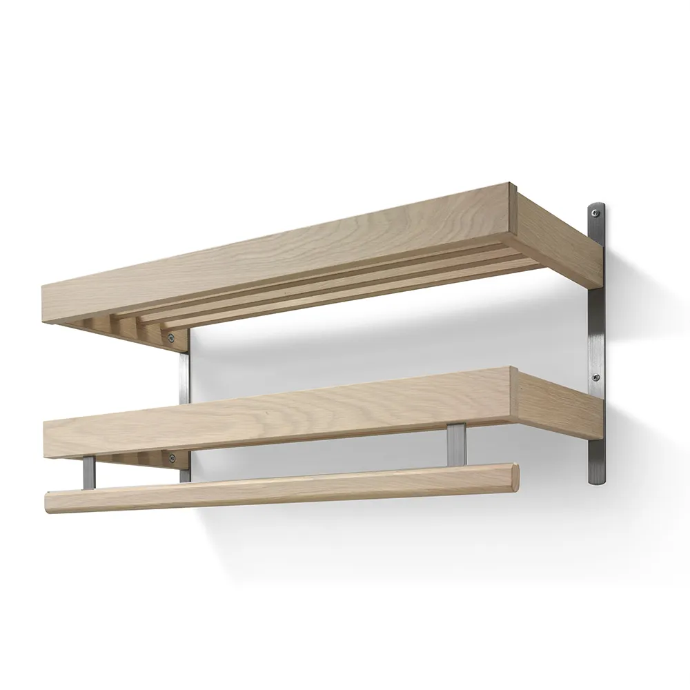 Oscarssons Möbel, Nadja Hattehylde 80 cm 2 niveauer Hvidolieret eg/Grundstål