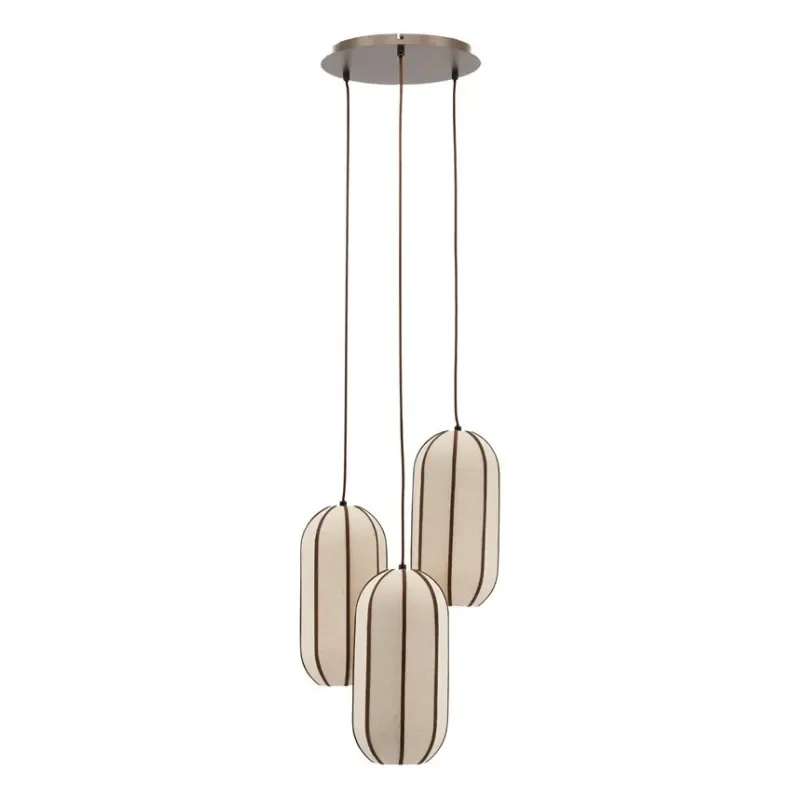 By-Boo, Cocoon cluster round Pendellampe 43x43x149 cm IJzer, leer & linnen Natur
