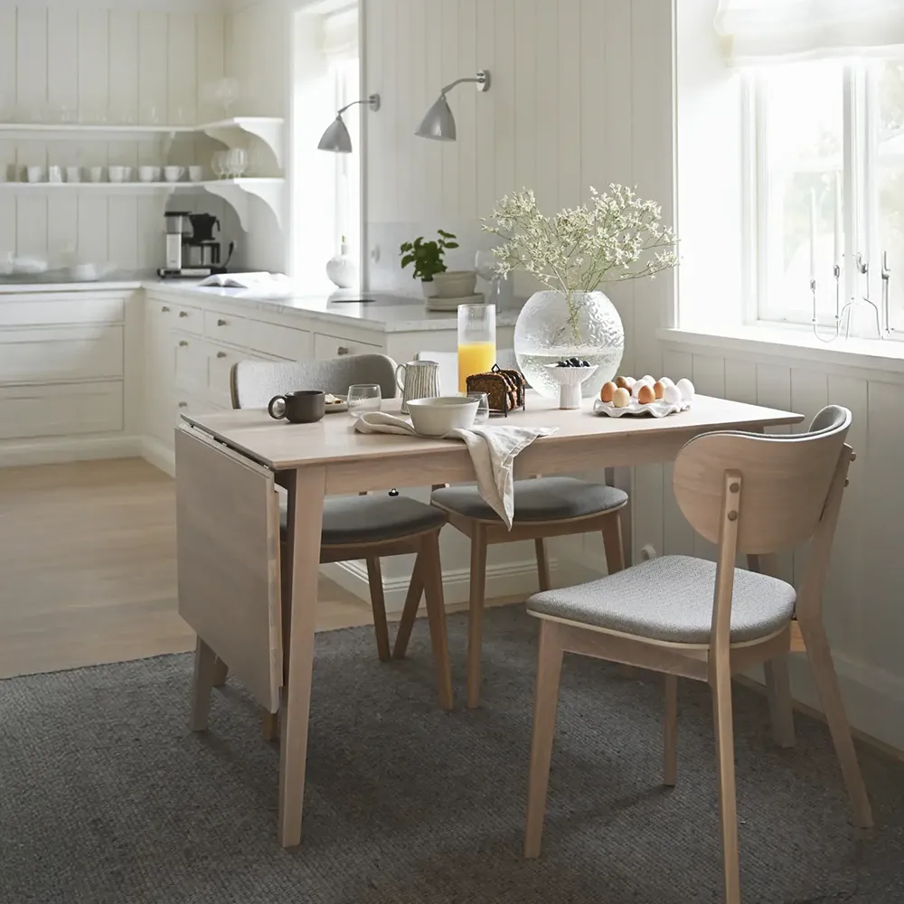 Filippa klapbord 120-165x80 cm hvid pigmenteret eg