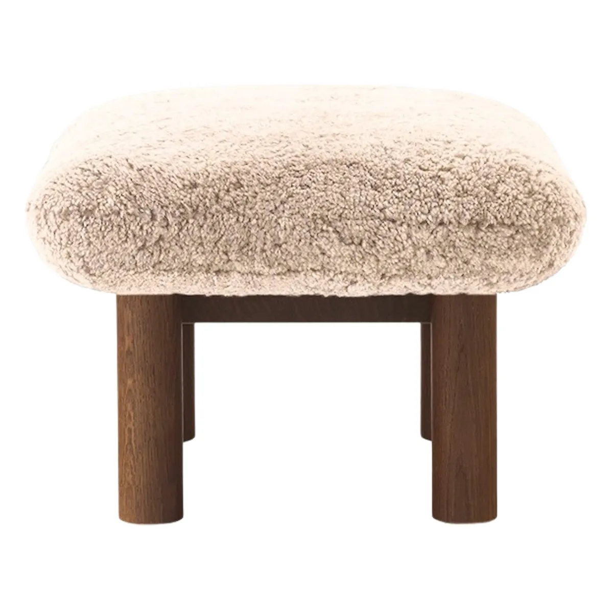 Brasilia skammel i mørkbejdset massiv eg, Sheepskin Nevotex Nature