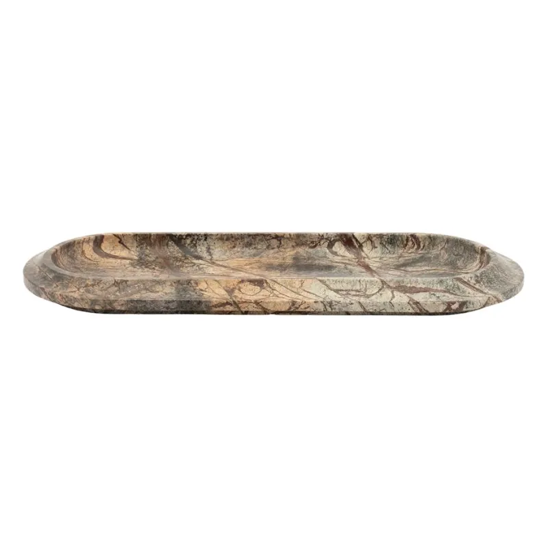 Ovalis 45x18x3 cm Marmor Brun