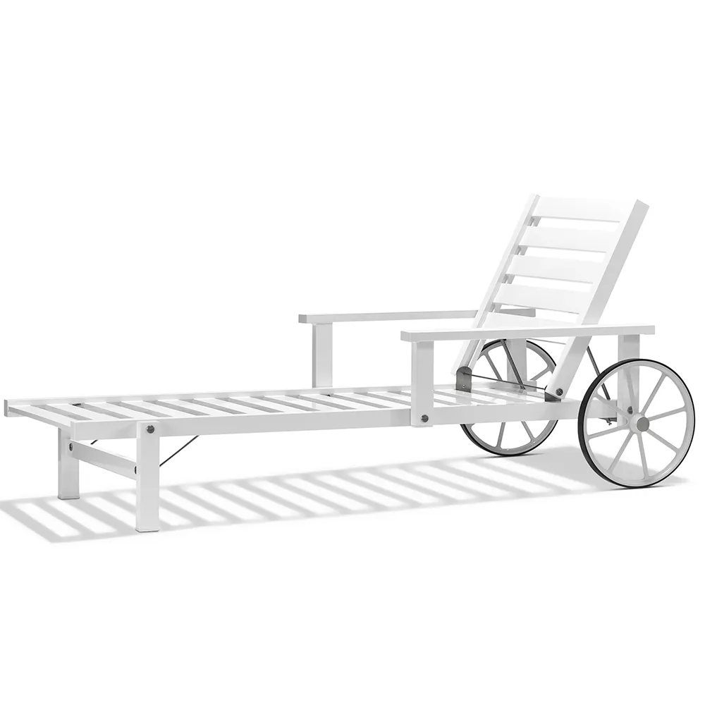 Solseng med armlæn aluminium hvid 