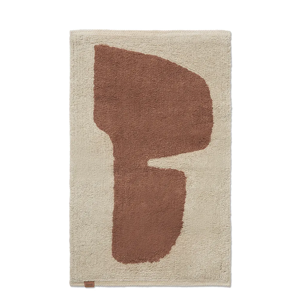 Ferm Living, Vaskbar Badeværelsesmåtte i Økologisk Bomuld Parchment/Rust