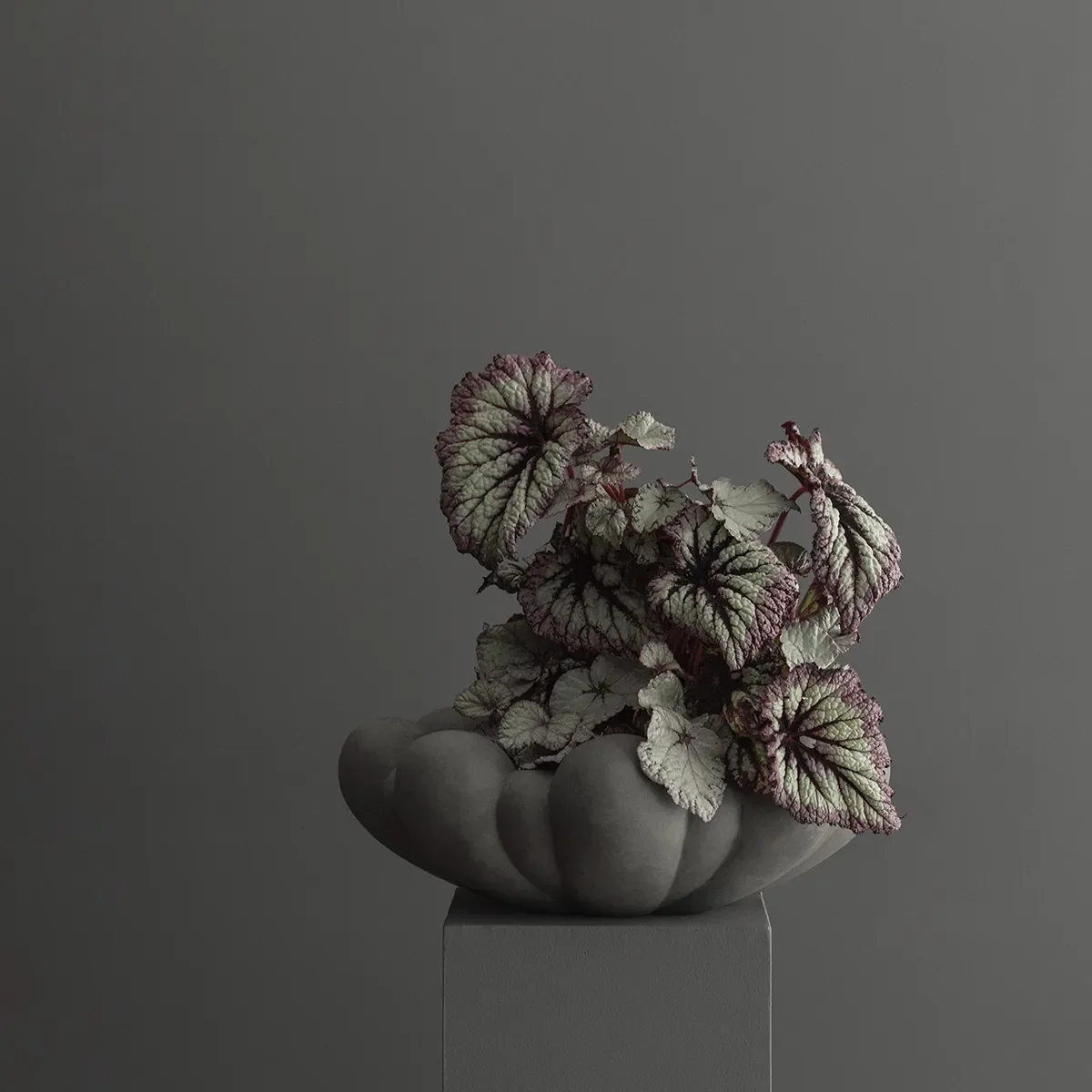 Håndlavet Dekorationsskål Bloom Dark Grey Ø 44 cm