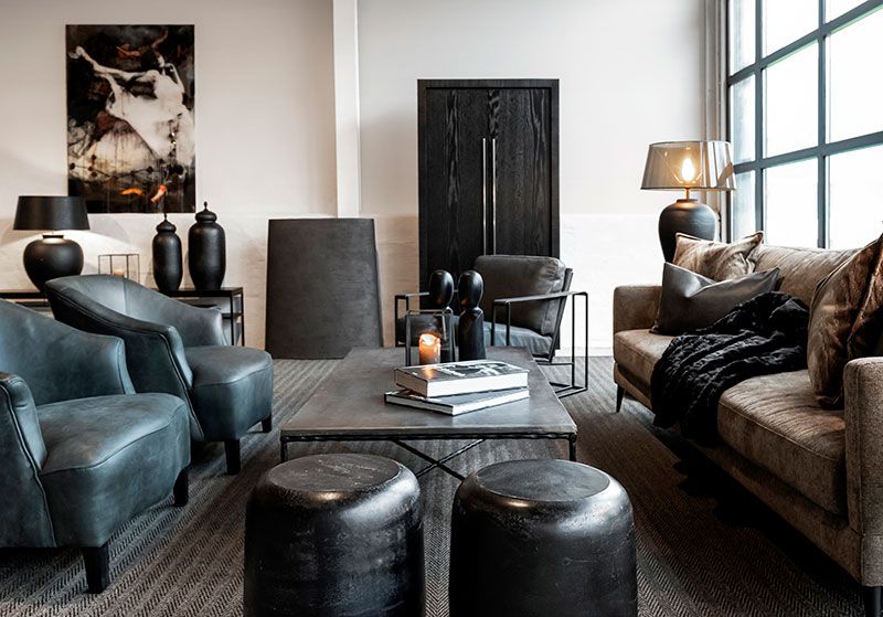 Bellagio Lænestol Skind/Messing Artwood