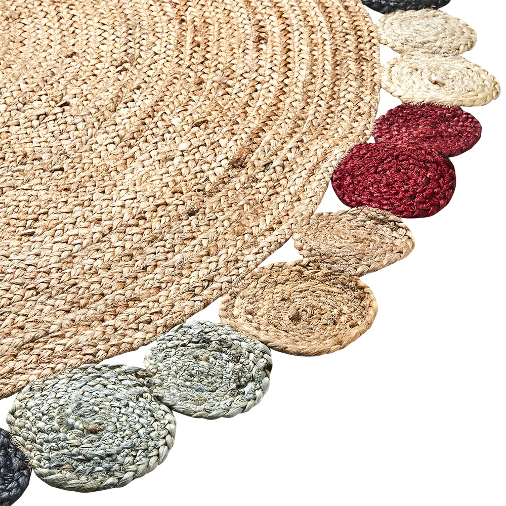 JUNI tæppe natur/flerfarvet Ø150 cm