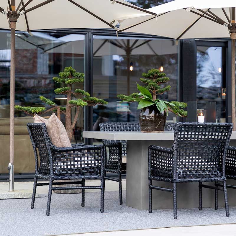 Stol/Karmstol Santa Monica Polyrattan Sort Ekskl. Hynde Artwood