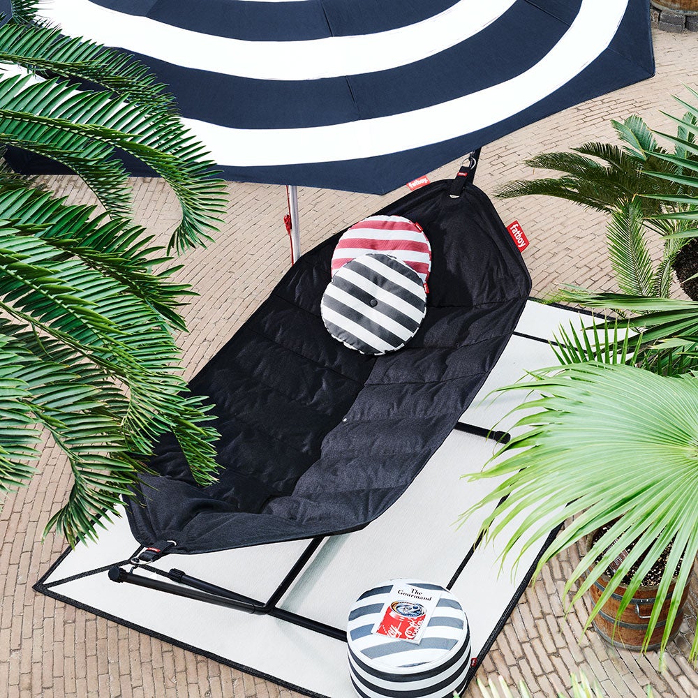 Point outdoor pouf stripe ocean blue