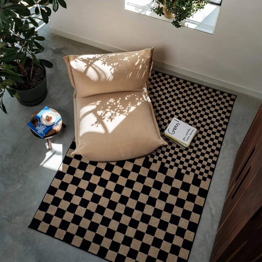 Tæppe petit square affair blue-beige