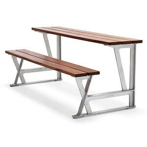 Domino bænkbord, naturligt olieret mahogni