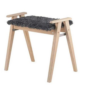 Alme Stool Hvidolieret eg/fåreskindslook mørkegrå