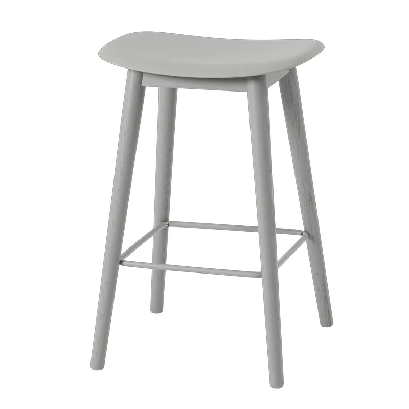 Muuto, Fiber barpall lav Wood Base - 65 cm - Grey/Grey