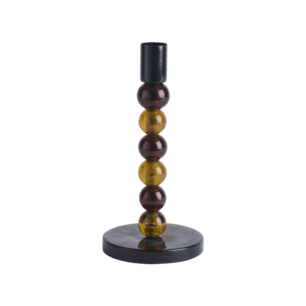 ISABELLE Lysestage H:18,5 cm Brun/Sort