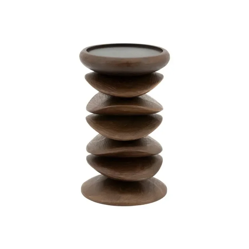 Pillar candle holder Kasane 10x10x15 cm Mangotræ dark brown