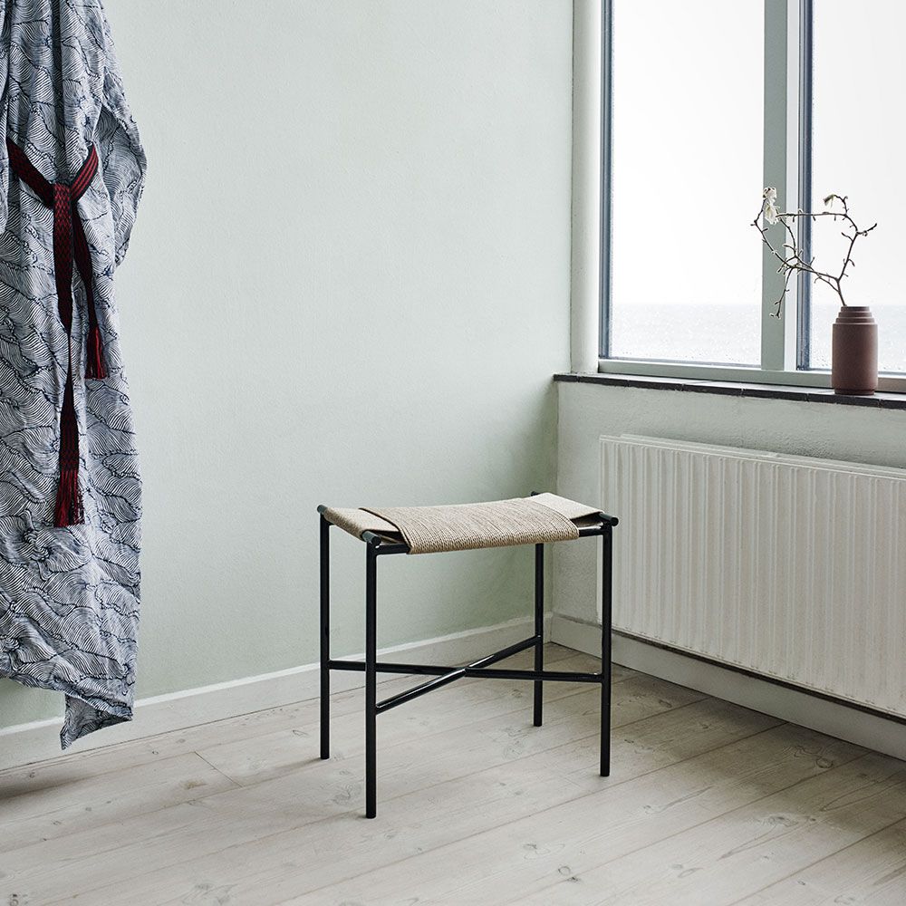 Vent skammel Sort / Naturlig rattan