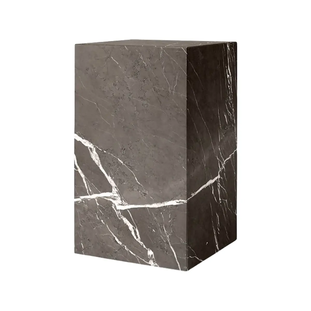 Plinth sidebord i marmor, højt, gråt, Kendzo
