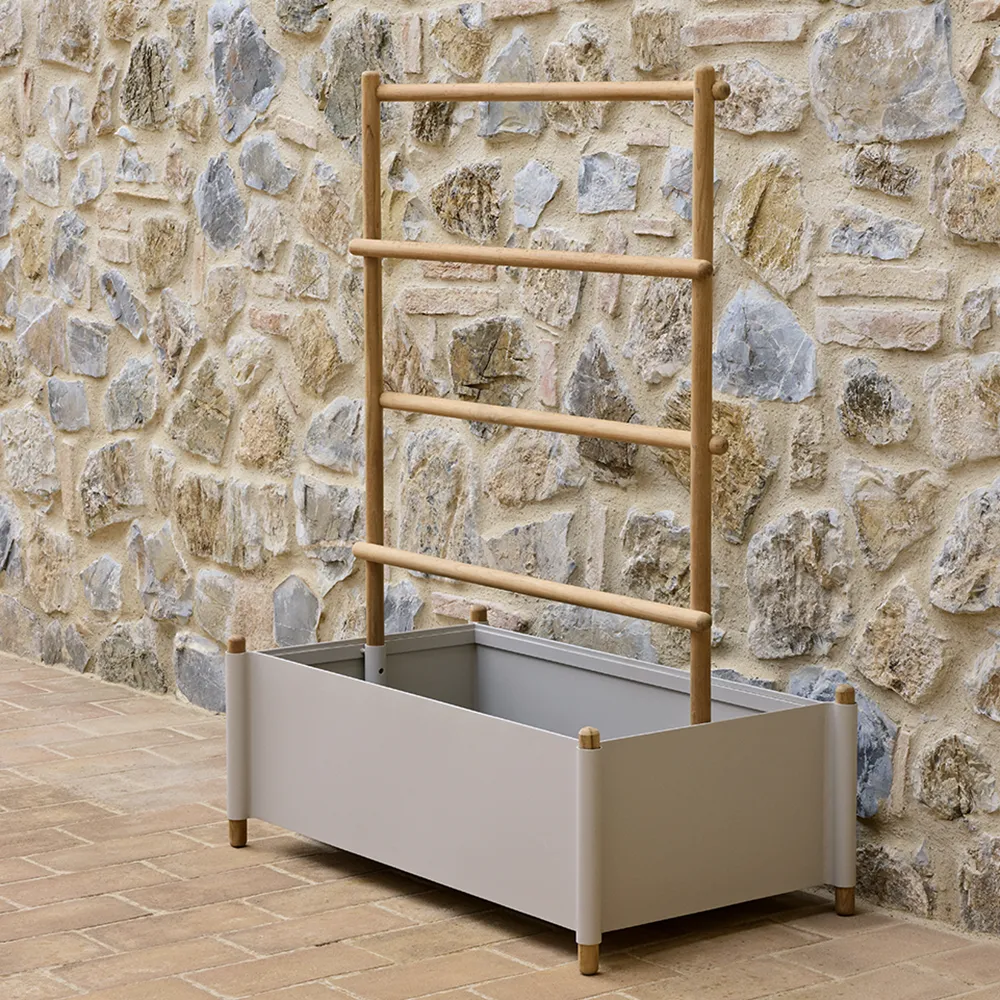 Sticks planter 103x58 cm med stativ Teak/sand