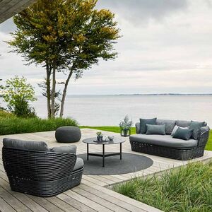 Basket sofa graphite syntetisk rattan inkl. gråt Airtouch-pudesæt