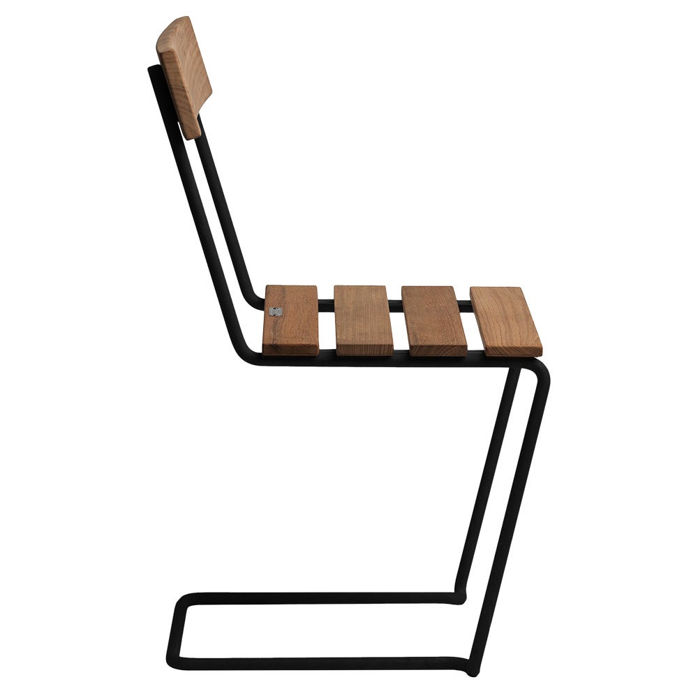 Stol 1 Ubehandlet teaktræ / sort stel