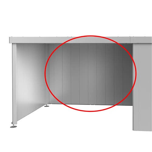 Bagvæg til sidetak Havehus Neo metallic sølv