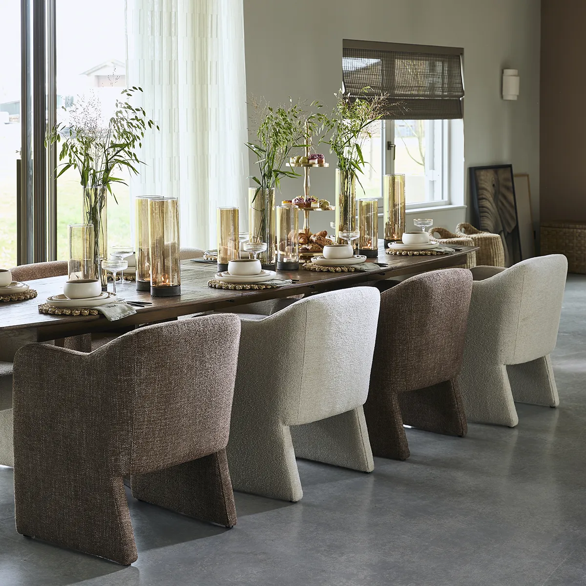 Spisebordsstol Napoli Beige med armlæn