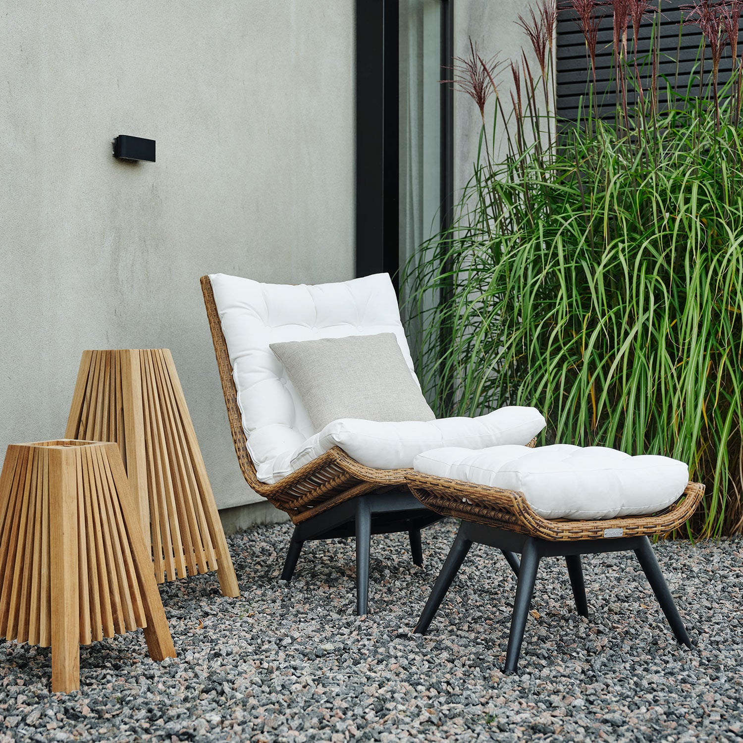 Covelo Loungelænestol Natur/Hvid Brafab