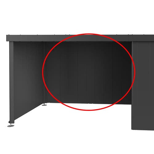 Bagvæg til sidetak Havehus Neo metallic mørk sølv