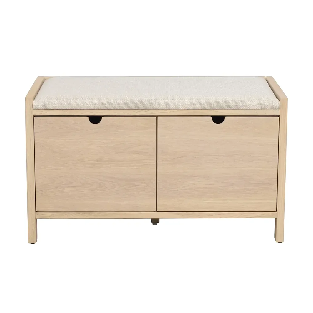 Rowico Home, Hillmond opbevaringsbænk 80 cm hvidpigmenteret eg/beige stof