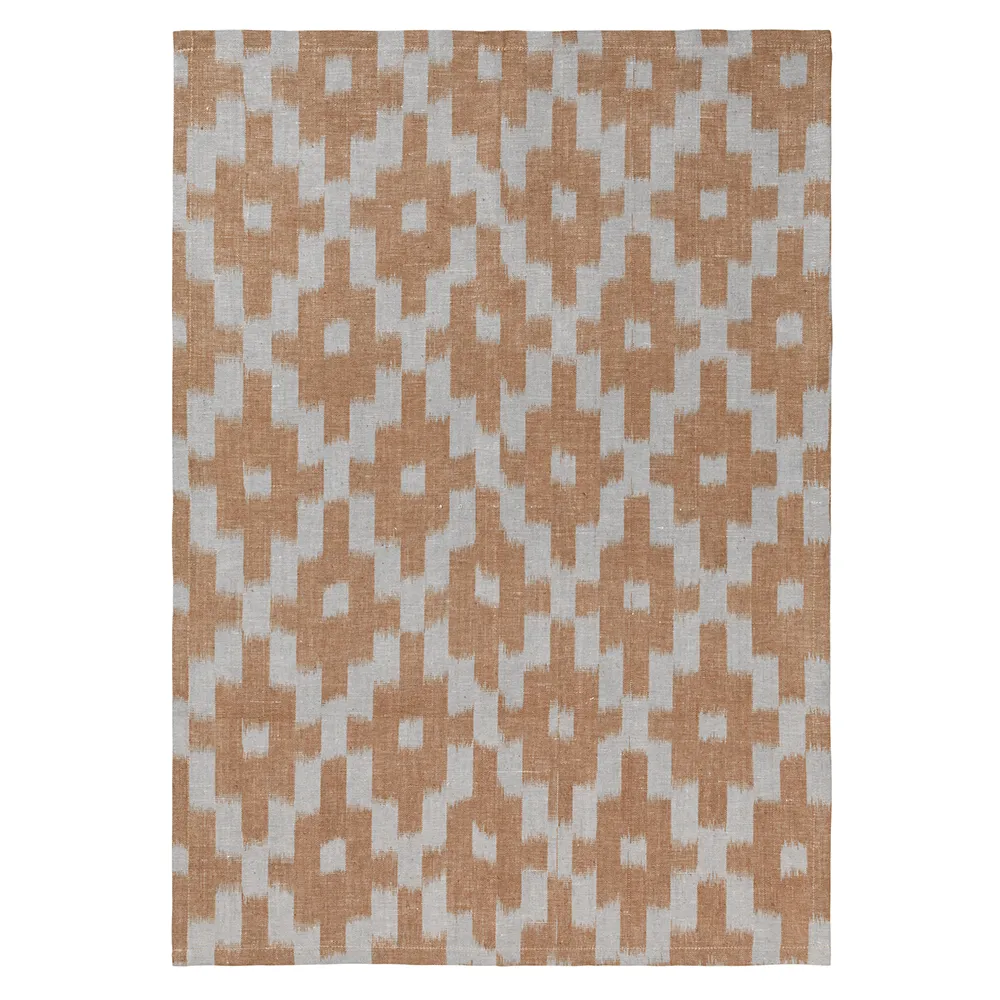 Ferm Living, Ikat Viskestykke - Mist Blue/Terracotta
