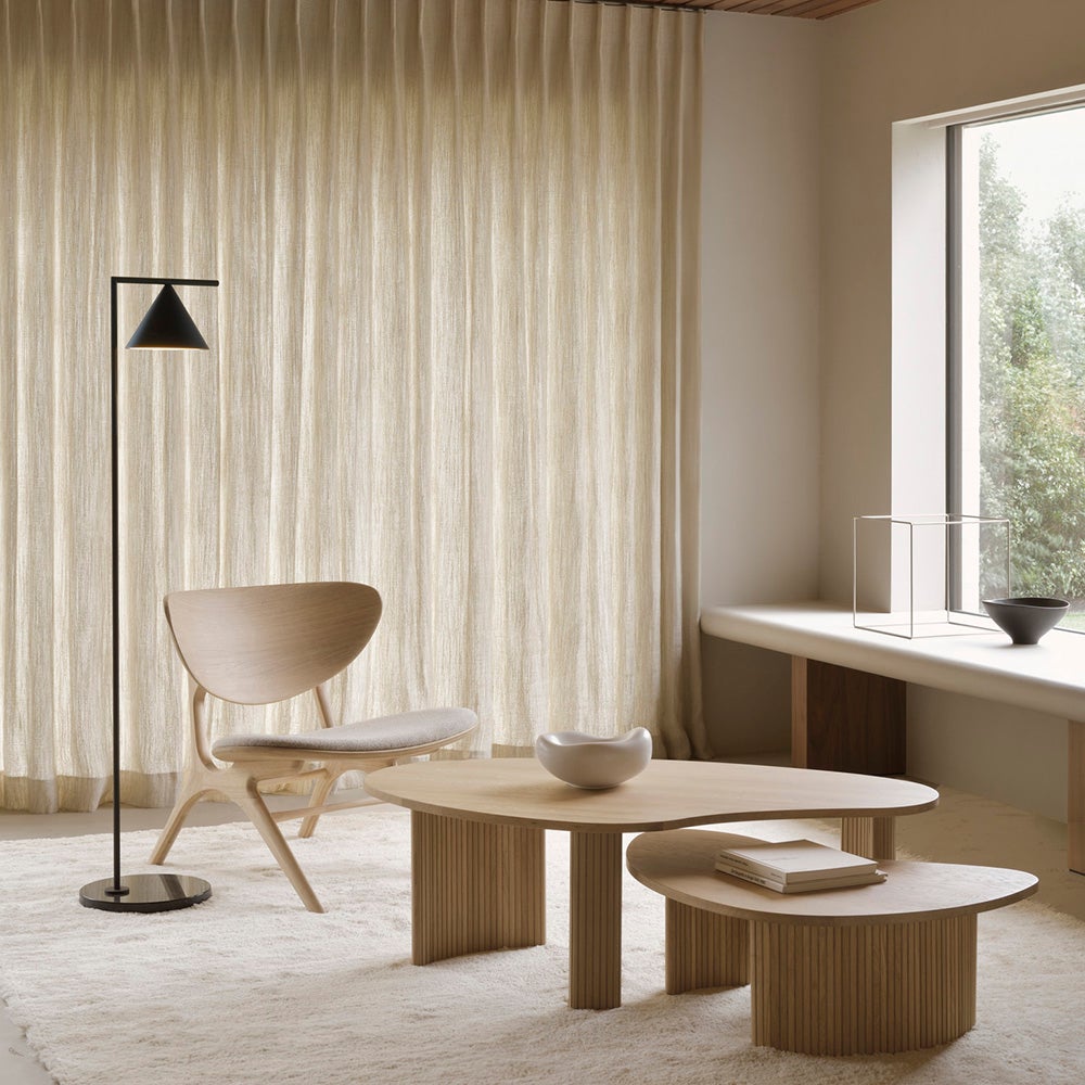 Boomerang sofabord egetræ 90x61 cm