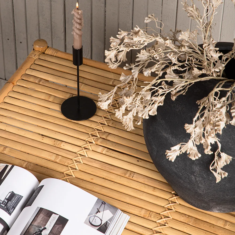 Cane sofabord 90x90 cm Bambus