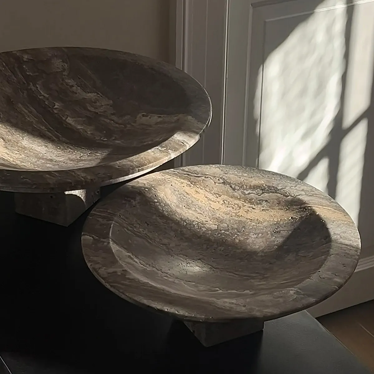 Dekorationsskål i Travertin Sori Big, Ø 40 cm