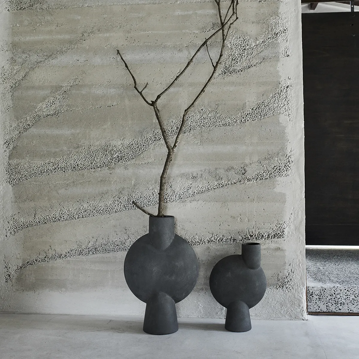 Håndmalet vase Sphere Bubl Hexa Dark Grey H60 cm