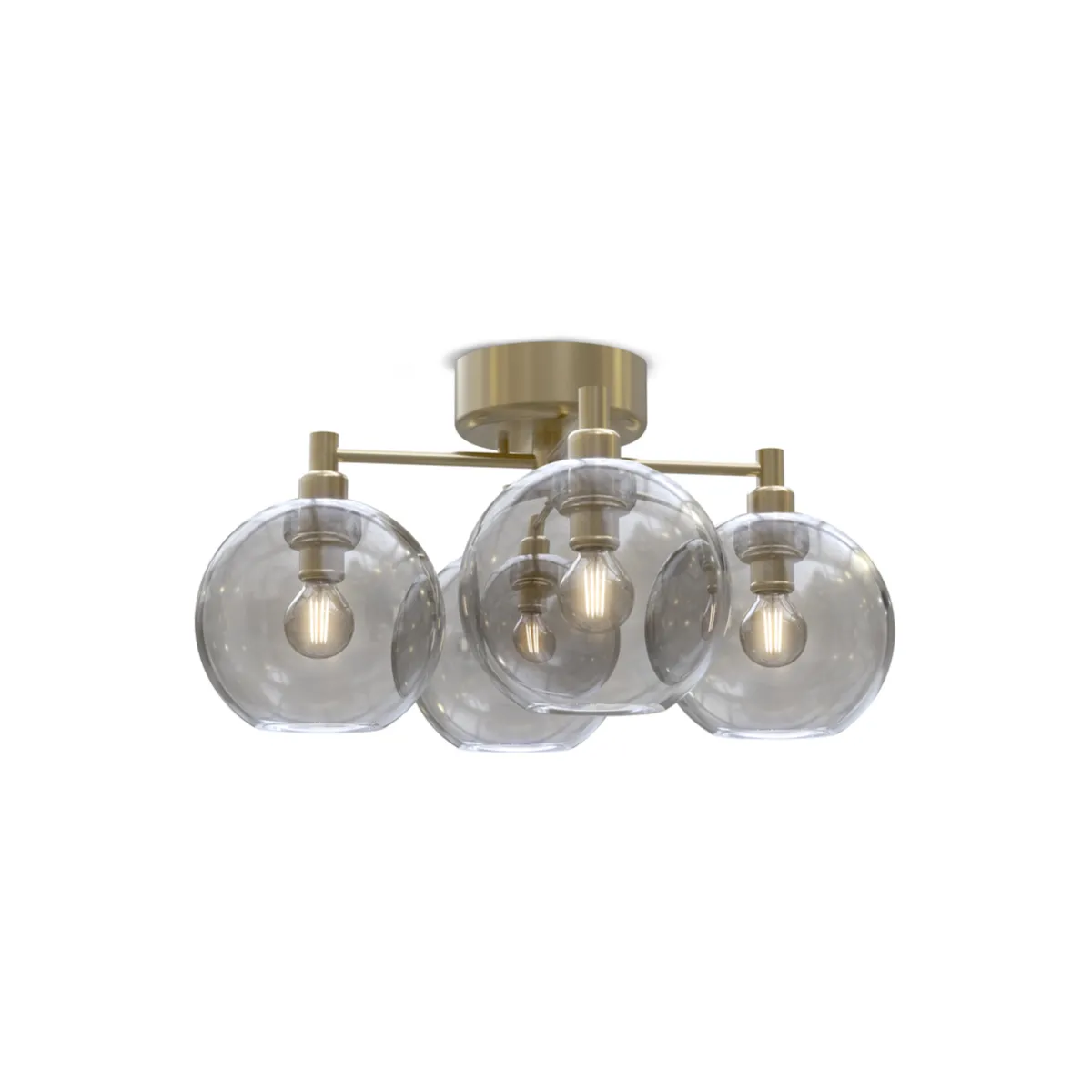 Gloria plafond Ø46x37,2xH24 cm metal/glas messing/røgfarvet glas